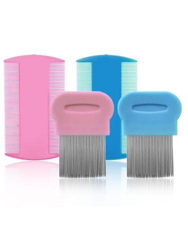 SKYPIA 4 Packs Pet Lice Combs Set for Dog Cat Puppy Tear Marks Pet Hair Remover Flea Tick Lice Dandruff Remover Dog Grooming Supplies