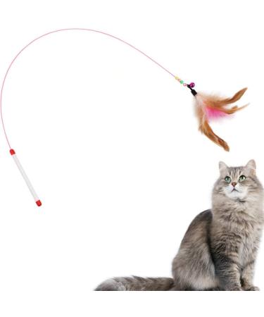 SLSON Feather Teaser Cat Toy Interactive Cat Catcher and Exerciser Wand for Cats and Kitten Playing with Feather Bell and Flexible Wire - Buy Online on SooperMarket.com