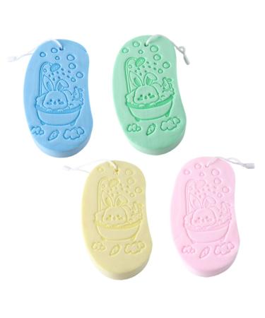 Healeved 4pcs Bath Sponge Baby Sponge Portable Body Scrubber Portable Shower Tool Bath Wipe Embossed Child Household Shower Tool Bath Accessory Bath Scrubber Baby Accessory Sponge Brush 13x7cm