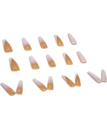 French Tips Rhinestone Gradient Press-on Nails by RUNRAYAY - Full Cover Coffin Shape Fake Nails for Women - Acrylic Stick-on Nail Set for Spring/Summer - Buy Online on SooperMarket.com