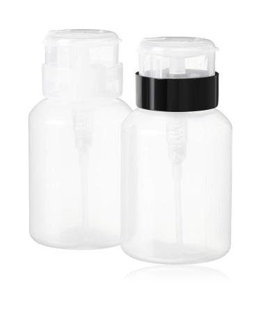 Nail Polish Remover Pump YAMYONE 2 Pack Acetone Pump Dispenser Alcohol Dispenser Push Down Empty Lockable Pump Dispenser Bottle for Nail Polish and Makeup Remover 200ml(6.8oz)