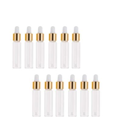 Healifty 50pcs Glass Bottles with Glass Eye Dropper Dispenser for Essential Oils Perfumes Lab Chemicals Cosmetics Bottles Golden 5ml