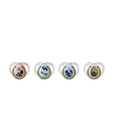 Tommee Tippee Moda Pacifiers Symmetrical Design BPA-Free Silicone Binkies 0-6m 4-Count Multiple Colors