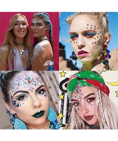Halloween Mermaid Crystal Face Stickers - 4 Sets Rhinestone Festival Jewels for Women and Kids - Cosplay Fairy Costume Accessories - Buy Online on SooperMarket.com