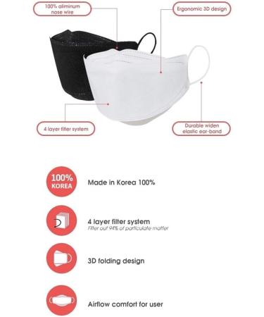 GoodDay English Black KF94 Dust Face Mask - 10 Pack for Adults - Large Size - International Shipping Available - Buy Online on SooperMarket.com
