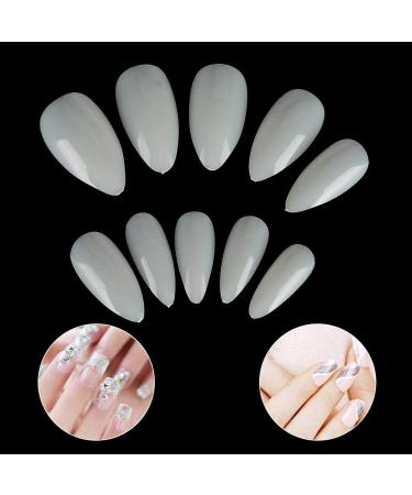 False Nails - Nail Art Tips Nail Art Full Cover Oval False Artificial Nails with 3 Colors 500pcs (Natural Color)