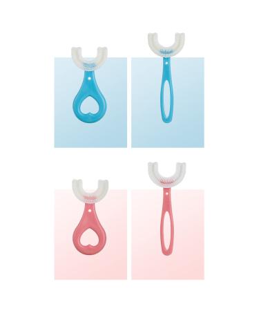 4 Pcs Kids U-Shaped Toothbrush - Food Grade Soft Silicone Brush Head 360 Oral Teeth Cleaning Design for Toddlers and Children 4 Pcs C Ellipse