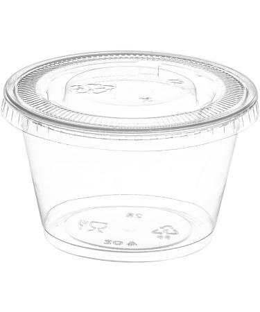 100 Clear Jello Shot Cups with Lids - 4 oz Plastic Portion, Condiment, Sauce, Dressing Container for On-the-Go - Buy Online on SooperMarket.com