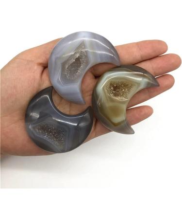Natural Agate Geode Moon Shaped Crystal Cluster Half Moon Agate Geode Carved Crystal Stones Reiki Natural Stones and MineralsCrystal dingchi - Buy Online on SooperMarket.com