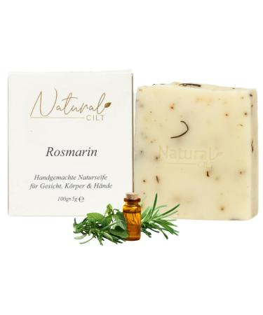 Natural Cilt rosemary soap - 100% natural soap - without questionable ingredients - certified - handmade - shower soap for all skin types - shower gel - Natural food metics rosemary 100 g (1 Pack)