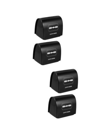 PopetPop 4 pieces of blade storage box black container for sharp objects disposal container small waste disposal case blade disposal container iron razor water dispenser man