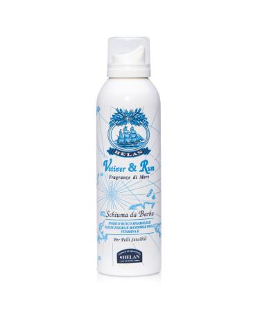 Helan Vetiver & Rum - Shaving Foam for Men against Irritation & Redness Gentle Emulsion Promotes Razor Smoothness on Skin Emollient & Nourishing with Sweet Almond & Jojoba Oil - Made in Italy 200 ml