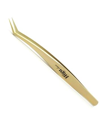 Professional Eyelash Extension Tweezers - Stainless Steel 45 Mega Curved Angled Fine Tip Tweezer for Volume Lashes - Gold Tweezer for Precision Application - 17mm - Eye Lash Extensions Supplies - Buy Online on SooperMarket.com