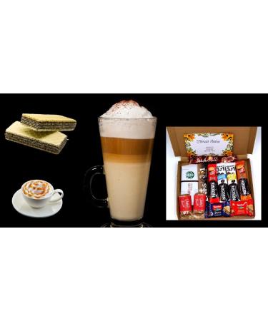 Instant Coffee Gift Box | 6 Variety Coffee Flavours | Mocha Cappuccino Latte Vanilla Caramel 3 in 1 Coffee Fantastic Letterbox gifts for Coffee Lovers| Biscuits Wafers | All Occasion| Birthday - Buy Online on SooperMarket.com