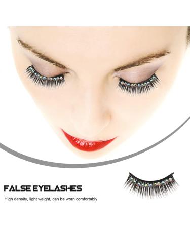 KALLORY False Eyelashes 10 Pairs Decorative Fake Lash Shiny Gems Eyelashes Women Makeup Supplies False Lashes - Buy Online on SooperMarket.com