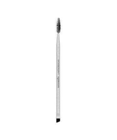 Mirabella Liner & Brow Duo Brush Premium Professional Makeup Brush Collection Cruelty-Free Synthetic Bristle Brush Hand-Sculpted Brushed Aluminum Handle Luxury Blending Brush for Makeup Liner/Brow Brush