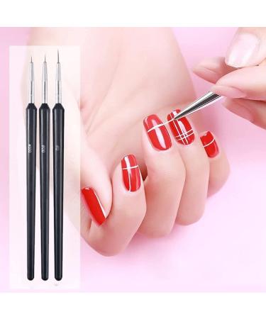 Professional Nail Art Brush Set - 3-Piece Design for Manicure & Salon | Detail Liner Brushes (6mm 7mm 10mm) - Buy Online on SooperMarket.com