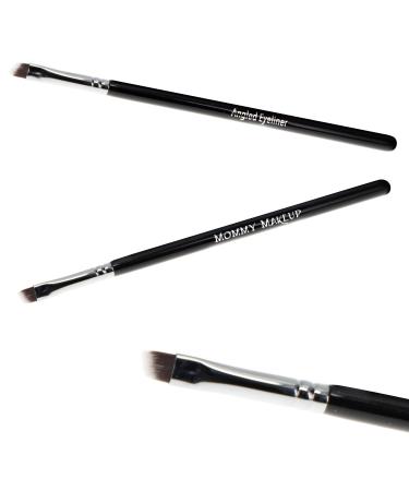 Angled Eyeliner Brush - Soft Premium Synthetic Vegan Bristles - Hand Cut Cruelty Free Made in USA Flat Eye Liner Brush For Perfect Precision (1 Pc) by Mommy Makeup