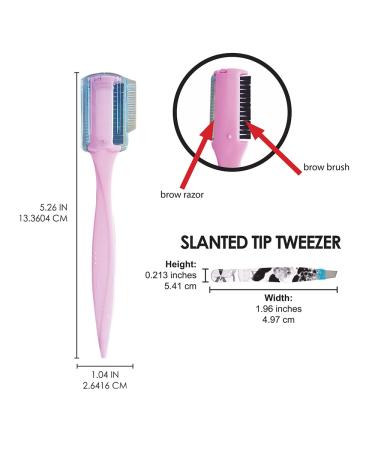 Onyx Professional 4 in 1 Eyebrow Kit - Brush Razor Comb Tweezers & Mini Mirror - Essential Makeup Tool for Perfect Brows - International Shipping Available - Buy Online on SooperMarket.com
