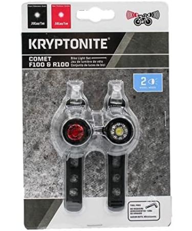 Kryptonite Comet F100 R100 Bike Lights Set - Bright LED Headlight and Taillight with Long 61 Hour Runtime - Easy to Install Front and Rear Lights for Men and Women - Buy Online on SooperMarket.com