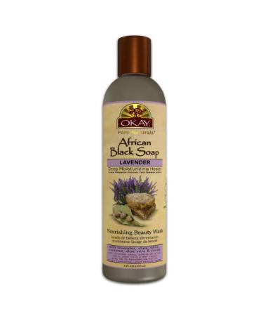 Okay African Black Soap Liquid, Silver, Lavender, 8 Fl Oz