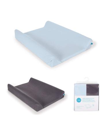 Ceba Baby Cover for changing pads - 2 -Set wrapping coverage for the 2 -wedge wrappere 50x70 / 50x80 cm - cover for diaper pad - cotton extra thick and cozy - dark gray + blue