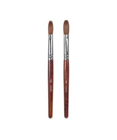Alexnailart 2pcs Kolinsky Sable Nail Brush Acrylic Brush for Acrylic Powder Nail Art Pen with Red Wooden Handle Manicure Design 12# & 16# Combo