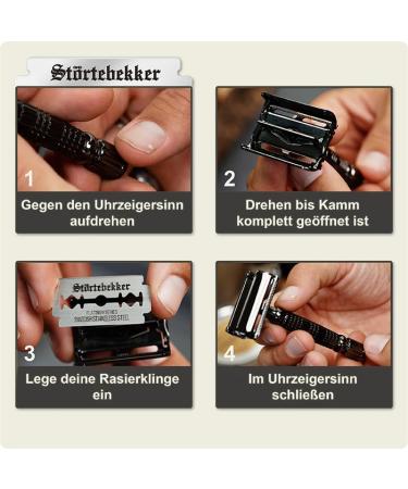 St rtebekker Premium Razor Hobel - Handmade Leather Etui | Vintage Wet Razor Set with 10 Blades & Mirror | Perfect Travel Shaving Gear - Buy Online on SooperMarket.com