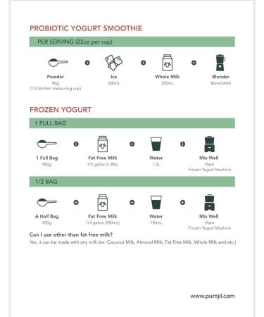 Pumjil Probiotic Soft Serve Ice Cream Mix - Ideal for Frozen Yogurt and Smoothies - 55 Servings - 146 Ounce Eatable Portion - Buy Online on SooperMarket.com
