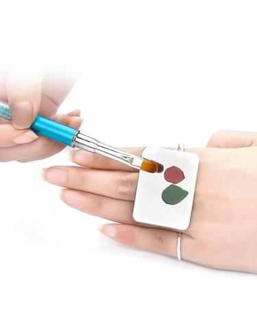 Professional 1PC Nail Art Palette Ring - Stainless Steel Color Mixing Palette for DIY Nail Designs | Handsfree Rectangle Makeup Tool - Buy Online on SooperMarket.com