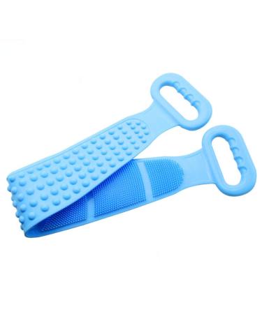 Johiux Silicone Bath Body Brush  Bath Exfoliating Silicone Body Back Scrubber  Body Wash Silicone Body Scrubber Easy to Clean 72cm. (Blue)