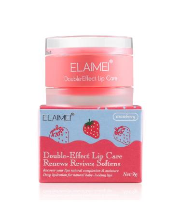 Reddhoon Lip Sleeping Mask Lip Scrubs Exfoliator & Moisturizer Double Effect Lip Masks for Dry Cracked Lips Peeling Lip Primer Lip Repair Balm - Strawberry