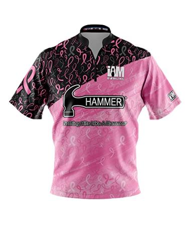 Logo Infusion Dye-Sublimated Bowling Jersey (Sash Collar) - I AM Bowling Fun Design 2036-HM - Hammer - Breast Cancer Medium