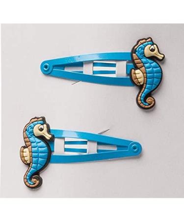 Titania hair clips for kids 2 pieces blue seahorse