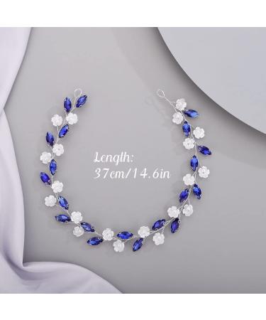 Chargances Blue Crystal Rhinestone Headband - Bridal Prom Hair Accessory for Women & Girls - Buy Online on SooperMarket.com