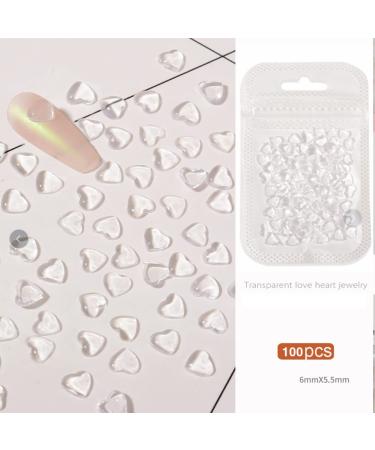 200PCS Clear Heart Nail Art Decals - 3D Acrylic Charms for DIY Manicures - Salon Quality Accessories for Women - Buy Online on SooperMarket.com