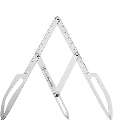 Tiuimk Stainless Steel Eyebrow Caliper Set with Removable Ruler Arm - Silver + Eyebrow Stencils - Microblading Tool for Precise and Easy Tracing - Perfect for Makeup Artists and Beginners - Buy Online on SooperMarket.com
