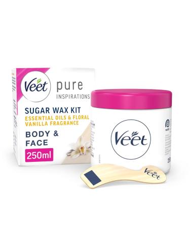 Veet Essential Oils and Floral Vanilla Wax Microwavable Jar Waxing Kit 250 ml multicolor (Pack of 1)