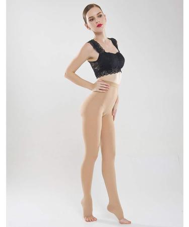 Haodasi Women Compression Pantyhose - Medical Grade Support Stockings for Varicose Veins (23-32mmHg) - Beige, Closed Toe, Size Large - Buy Online on SooperMarket.com
