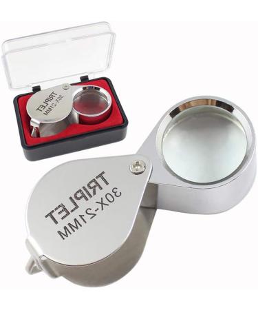 30x21mm Triplet Loupe Jeweller Magnifying Glass Magnifier with Metal Construction and Optical Glass Silver Superior Quality and Creative - Buy Online on SooperMarket.com