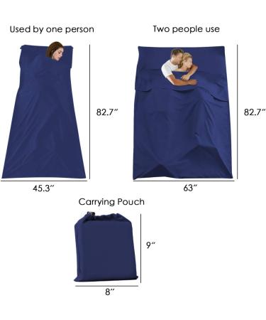 Lightweight Breathable Navy Sleeping Bag Liner | Compact Travel Bed Sheet 63*82.7 | Ideal for Camping, Home, and Hotel Use - Buy Online on SooperMarket.com