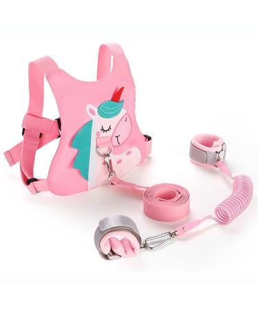 Toddler Leash-Baby Walking Safty Harness and Child Anti Lost Wrist Link for Girls/Boys Travel(Pink, Unicorn)