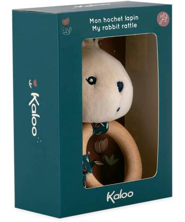 Kaloo KDoux Baby Bite Ring - FSC Wood Plush Rabbit with Bell - Sensory Development Toy for Infants - Nature Motif - K216000 White - Buy Online on SooperMarket.com