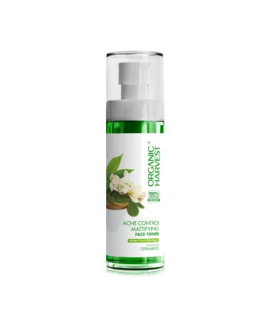 Acne Control Mattifying Face Tone: Green Tea & Moringa for Oily & Combination Skin Fights Pimples & Acne 100% American Certified Organic Paraben & Sulphate Free 100ml