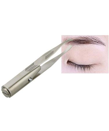 LED Eyebrow Tweezers with - Eyelash Hair Remover Tools Stainless Steel Eyebrow Tweezers - 3 Button Batteries