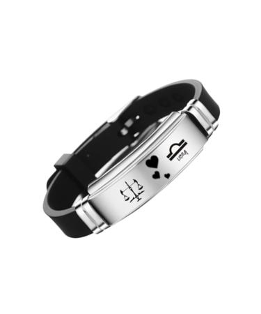 TENDYCOCO Couple Bracelet Stainless Steel Bracelet Twelve Constellations Bracelet Silicone Bracelet Finger Ring Bracelet Bangle Bracelets Bracelet for Couples Lovers Fashion Jewelry