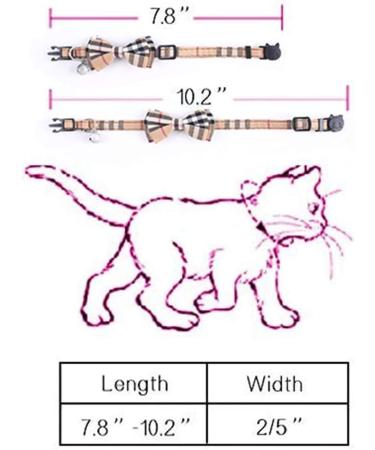 SuperBuddy Cute Bow Bell Cat Collar - 2 Pack Plaid Kitten Collar with Removable Bowtie for Cats Kittens - Brown-Black - Buy Online on SooperMarket.com