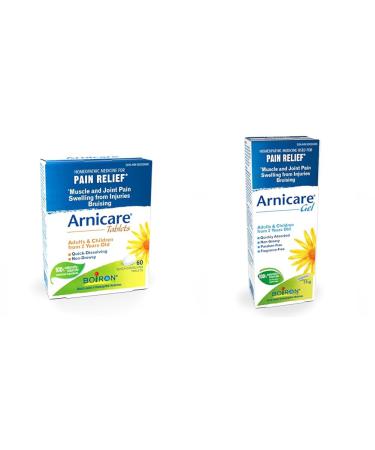 Boiron Arnicare Tablets 60 Tablets Homeopathic Medicine for Muscle and Joint Pain Relief Swelling & Arnicare Gel 75g for Pain Relief for the relief of muscle pain and joint pain