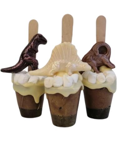 Dinosaur Cone Handmade Gift Set of 3 Belgian Hot Chocolate Stirrers Spoons Stick Individually wrapped - Buy Online on SooperMarket.com