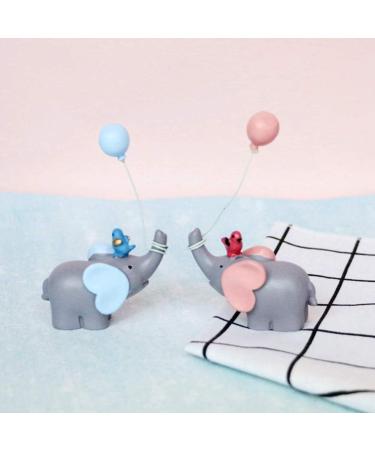 YeahiBaby Beautiful Resin Elephant Balloon and Heart Cake Topper or Small Dessert Decoration for Wedding Party Tables (Sky Blue) - Buy Online on SooperMarket.com